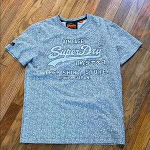 Superdry Blue and White Vintage Tee